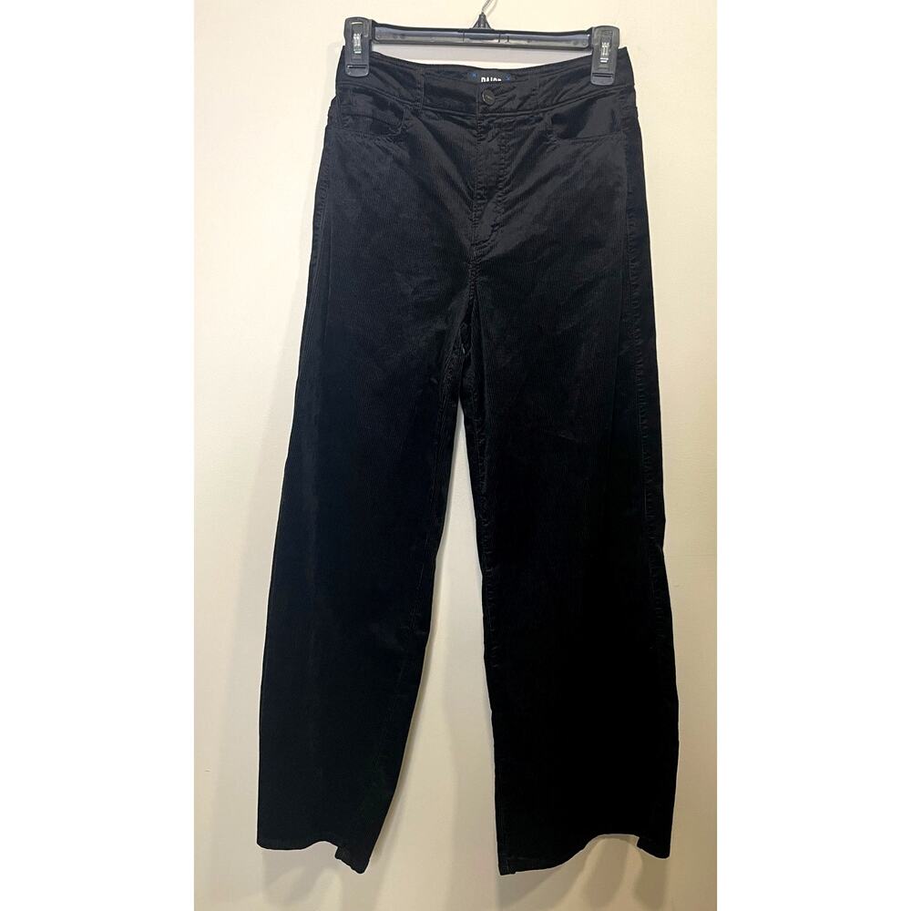 PAIGE HARPER Ankle Velvet Corduroy Wide Leg Pants Black Trousers Size 25